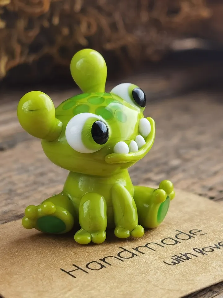 Tiny monster miniature, glass monster figurine, monster sculpture for terrarium decoration or fairy garden decor