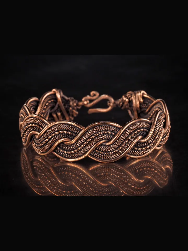 Copper wire wrapped bracelet for woman 7th Anniversary gift Small size bracelet