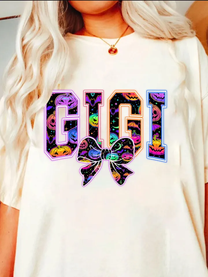 Gigi Png, Coquette Halloween Neon Png, Spooky Gigi Png, Floral Ghost Png, Spooky Season Png, Halloween Mama Png, Girly Coquette Bow Png