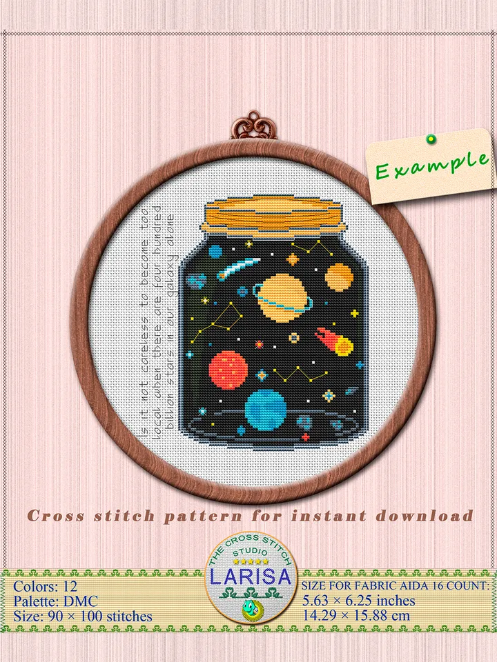 Galaxy Cross Stitch Pattern | Galactic Jar | Explore the Cosmos