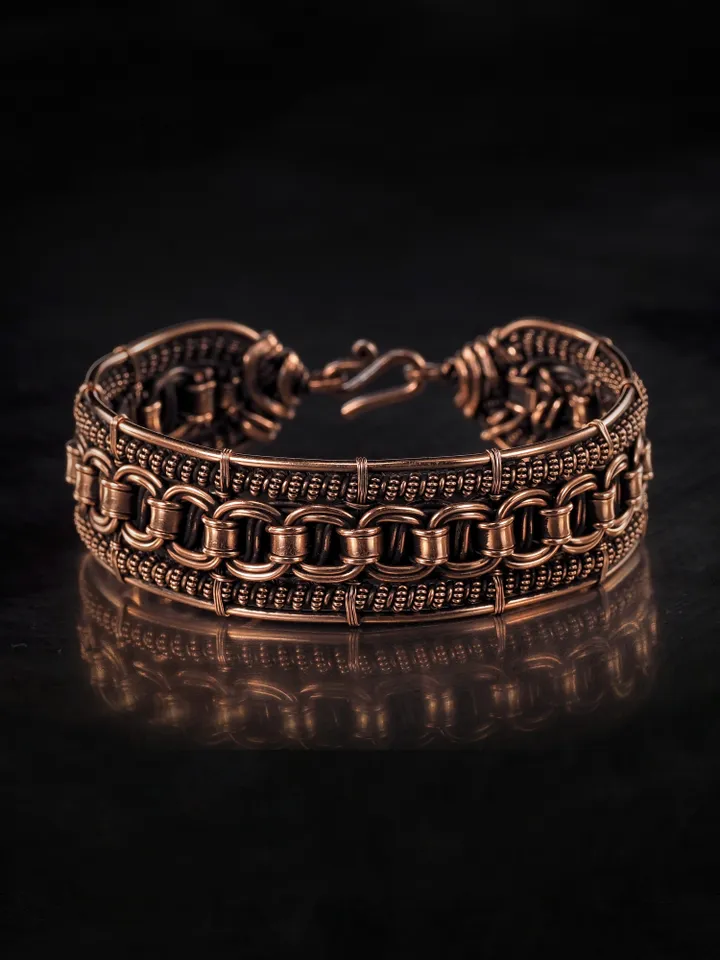 Woven copper wire bracelet Antique style handcrafted copper jewelry Unique gift