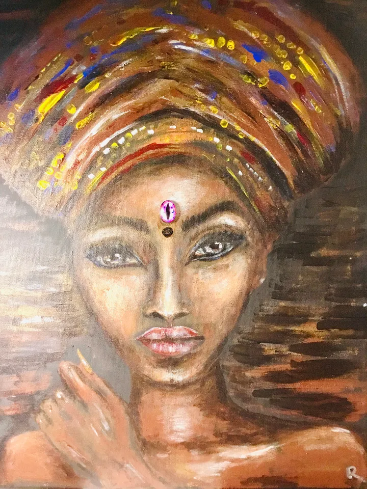 Beautiful woman in a headscarf painting,african woman painting,canvas wall art.