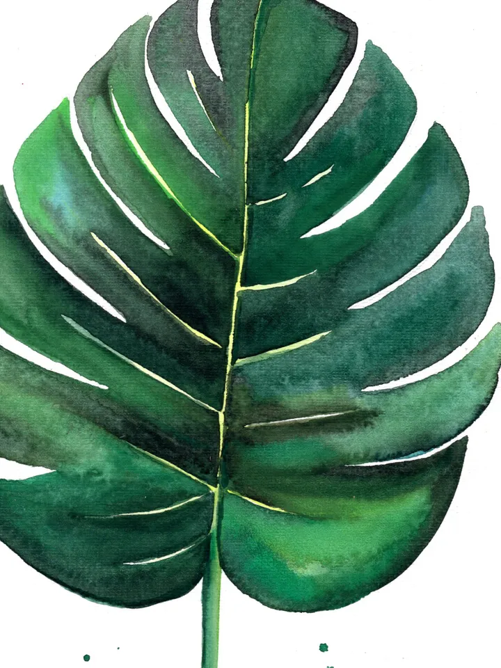 Botany illustration of green leaves Original watercolor, plant painting, room wall decor, natura lover gift, 8x11 in handmade art by Anne Gorywine
