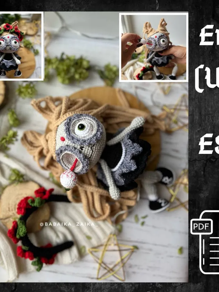 PDF Crochet Santa Muerte Pattern in Eng, Halloween Pattern, Crochet Monster, Doll Crochet Pattern, Skull Doll Santa Muerte patrón en español