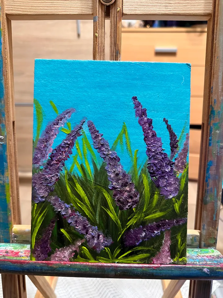 Oil Painting Meadow Flowers Herbs Flowers Nature Plants Wall Decor Miniature Gift for Her Cardboard 8x6 inches 20x15