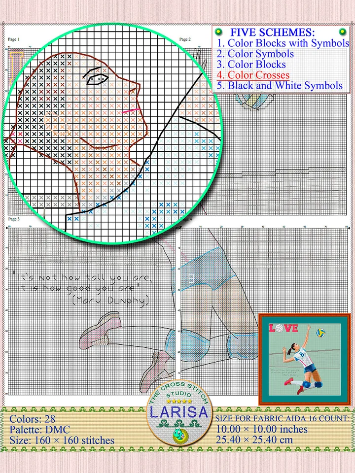Volleyball Cross Stitch Pattern | Volleyball player