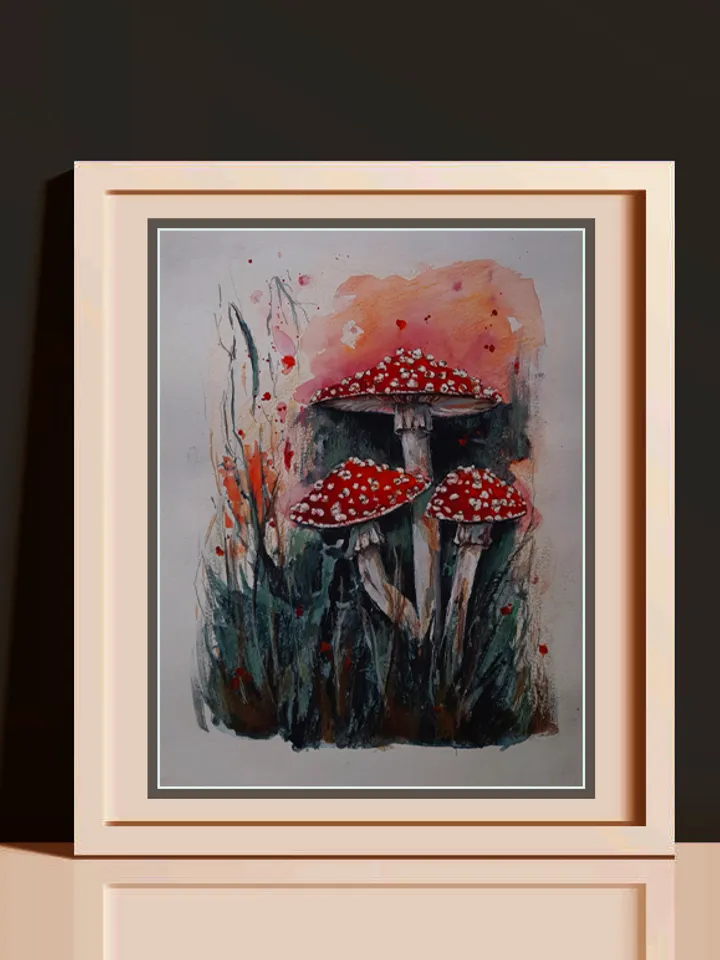 Watercolors painting Fly agarics by TanyaSeptember 23x29,6 cm (9х11,65 inches)