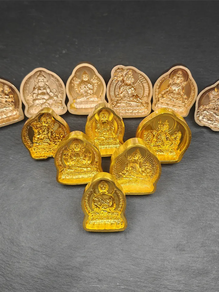 Authentic Tibetan Tsa Tsa Molds - 13 Types Mini Buddha Statue Clay Molds, Brass Molds for DIY Sacred Art, Decoration, and Spiritual Practice