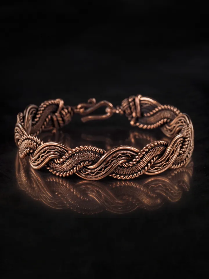 Woven copper wire bracelet Antique style handcrafted copper jewelry Unique gift