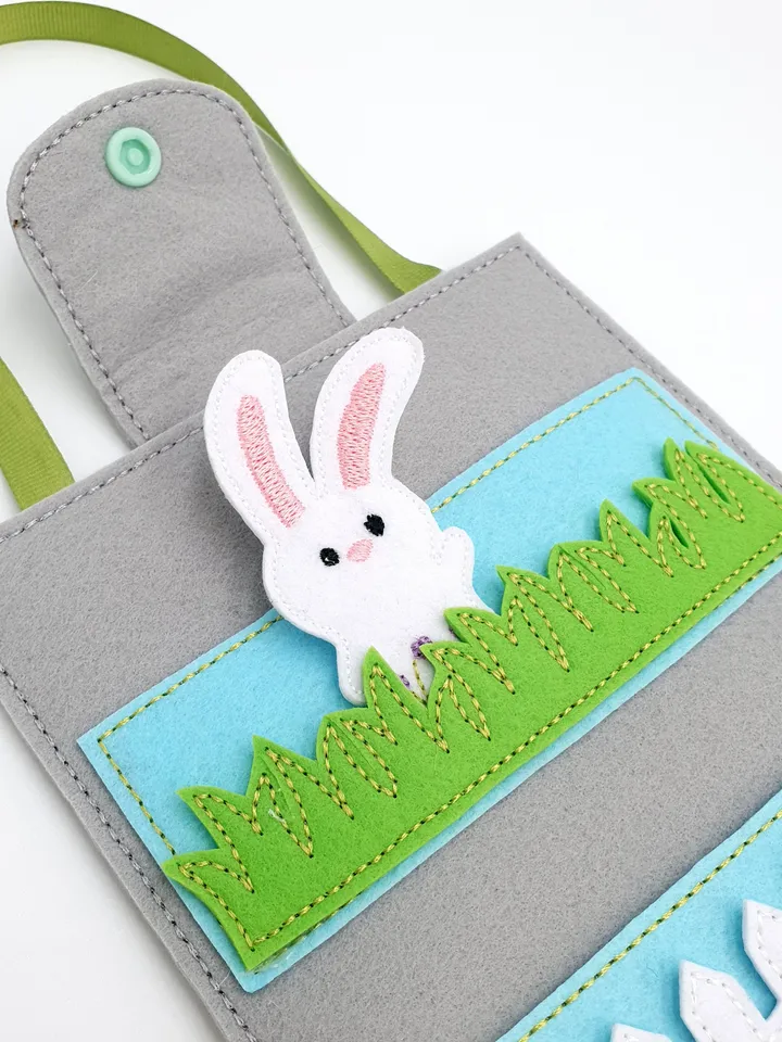 ITH Organizer Handbag for Finger Puppets Embroidery Design, Felt Puppet Storage Case Pattern, Toy Carrier File 5x7 Hoop