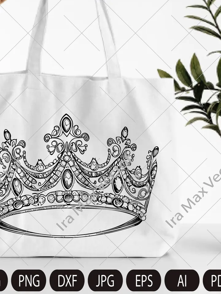 Royal crown/Crown diadem vector/Queen crown/King's crown vintage sketch drawing clipart/Digital illustration/