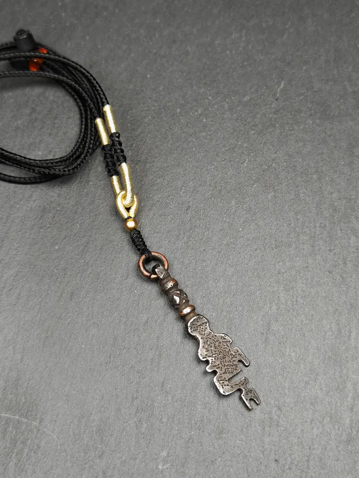 Antique Tibetan Amulet,The Key of Heart Pendant, Gandhanra Handmade Himalayan Style Pendant,Lucky Charm,Made of Cold Iron