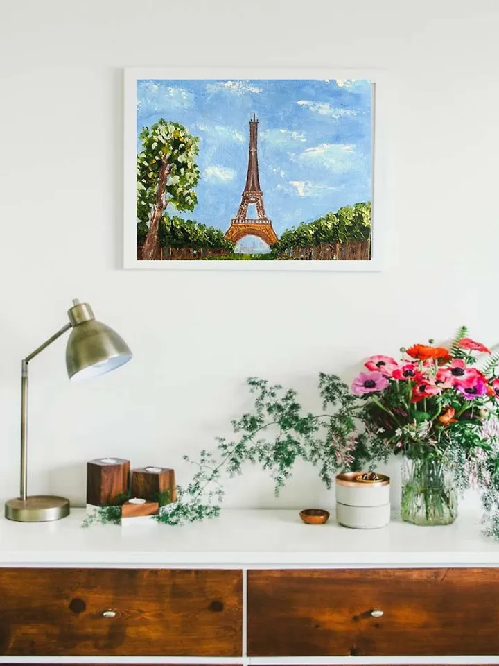 Cityscape Original oil painting Tower City Painting Eiffel Tower impasto art