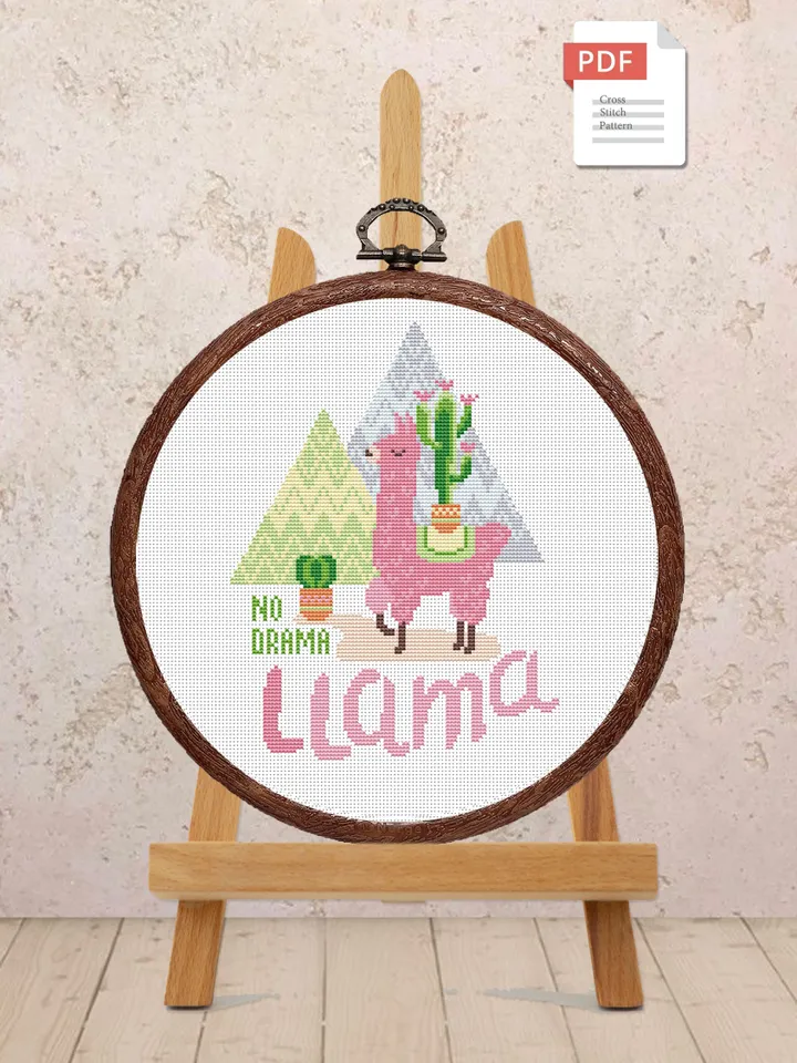 No Drama Llama Cross Stitch Pattern, Animals Cross Stitch, Embroidery Lama, Llama xStitch, No Drama Lama Pattern,Modern Cross Stitch #anm031