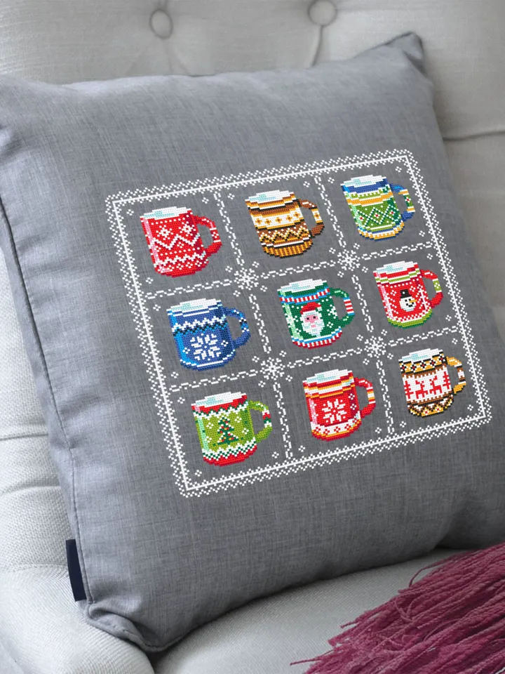 Ugly Christmas sweater mug cross stitch pattern PDF download Christmas coffee cross stitch chart, Christmas pattern digital PDF #N93