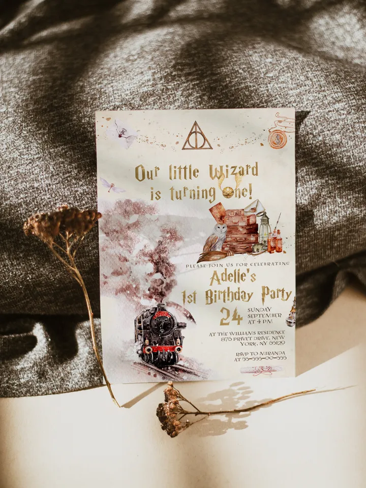 The Chosen One Invitation; Wizard Birthday Party; Magic School 1st Birthday Invitation Template; Editable Wizarding World Invitation; Wms12
