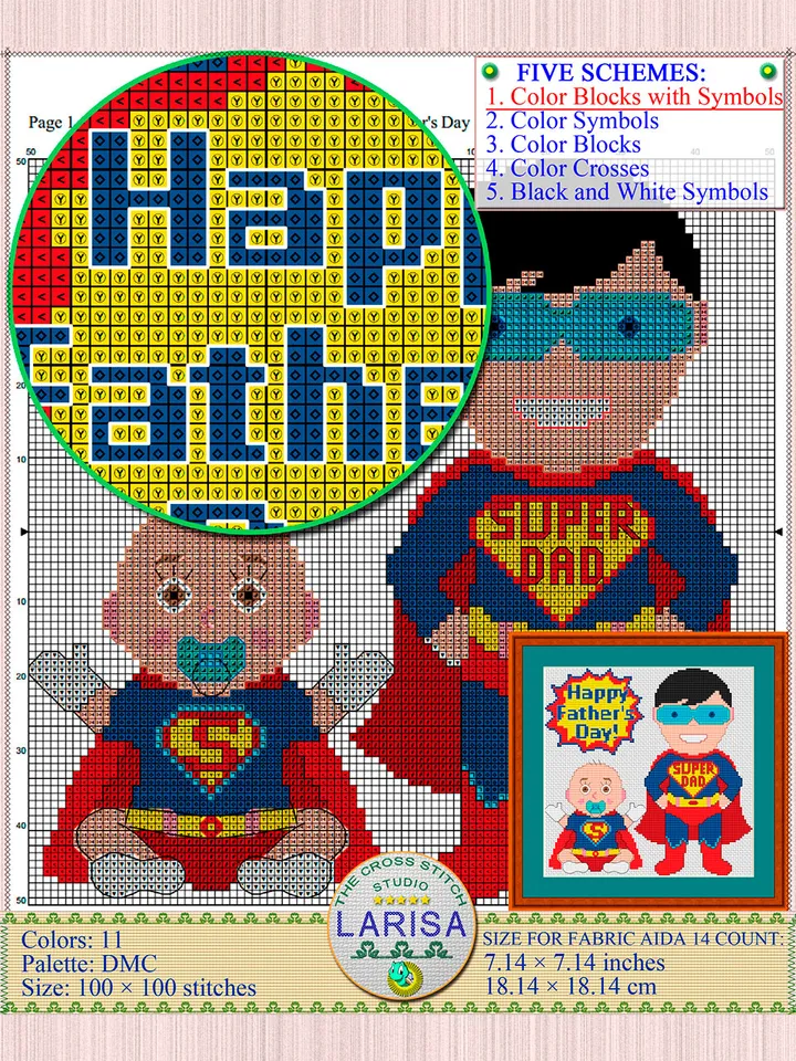 Happy Father’s Day Cross Stitch Pattern | Super Dad