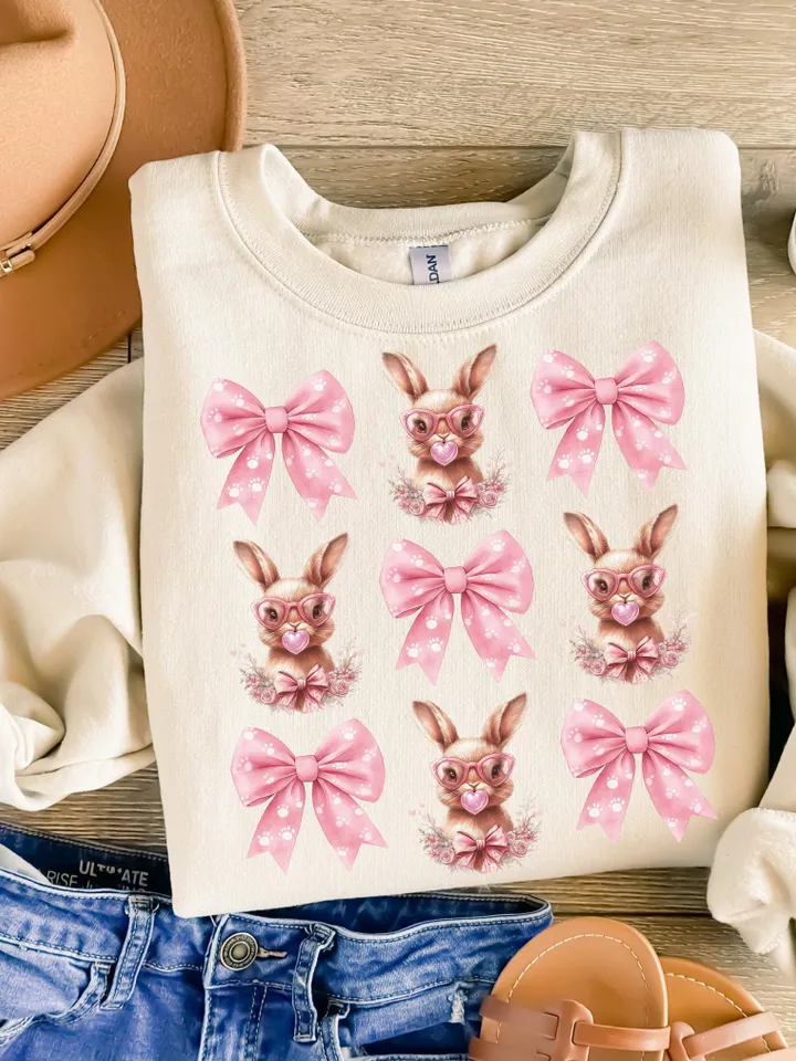 Easter Bunny Coquette PNG, Easter Bunny png, Easter png, Coquette Easter png, Girls Easter Png, Bunny Bow Png, Easter shirt png, Bunny Png