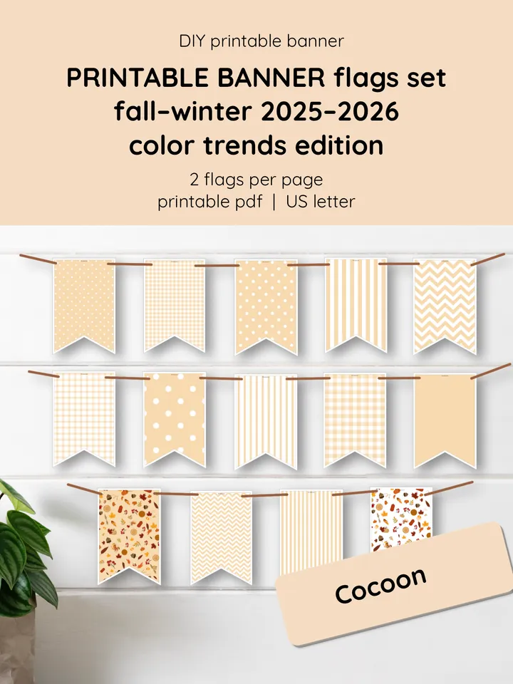 Printable Fall Banner. Cozy Home Decor in Trendy 2025 Colors. Autumn Garland Flags. Thanksgiving Printable Home Decoration. Digital Fall Wall Banner. DIY Classroom Seasonal Decor
