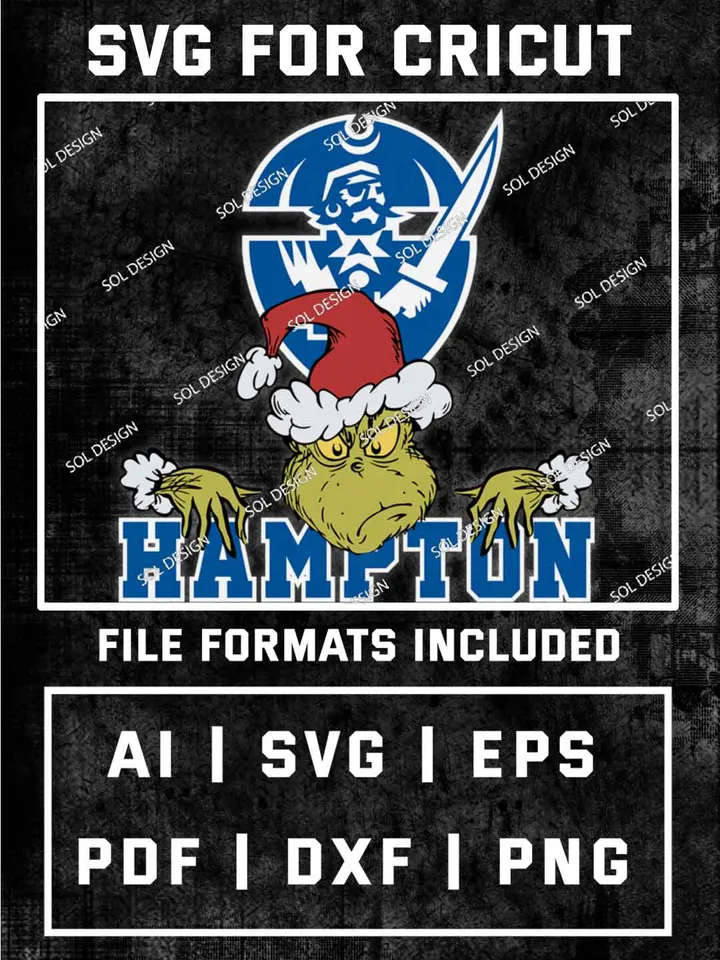 Grinch Hampton Pirates SVG, NCAA SVG Design, NCAA Hampton Pirates SVG, NCAA Pirates Cricut, Christmas Svg, Grinch svg, Digital Download