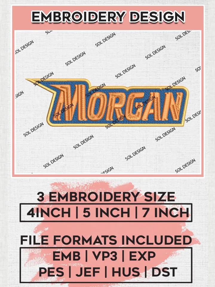 NCAA Morgan College Team Word Logo Embroidery Design Files, NCAA Morgan State Bears Machine Embroidery, NCAA Teams, 3 sizes, NCAA Machine embroidery designs, Digital Download