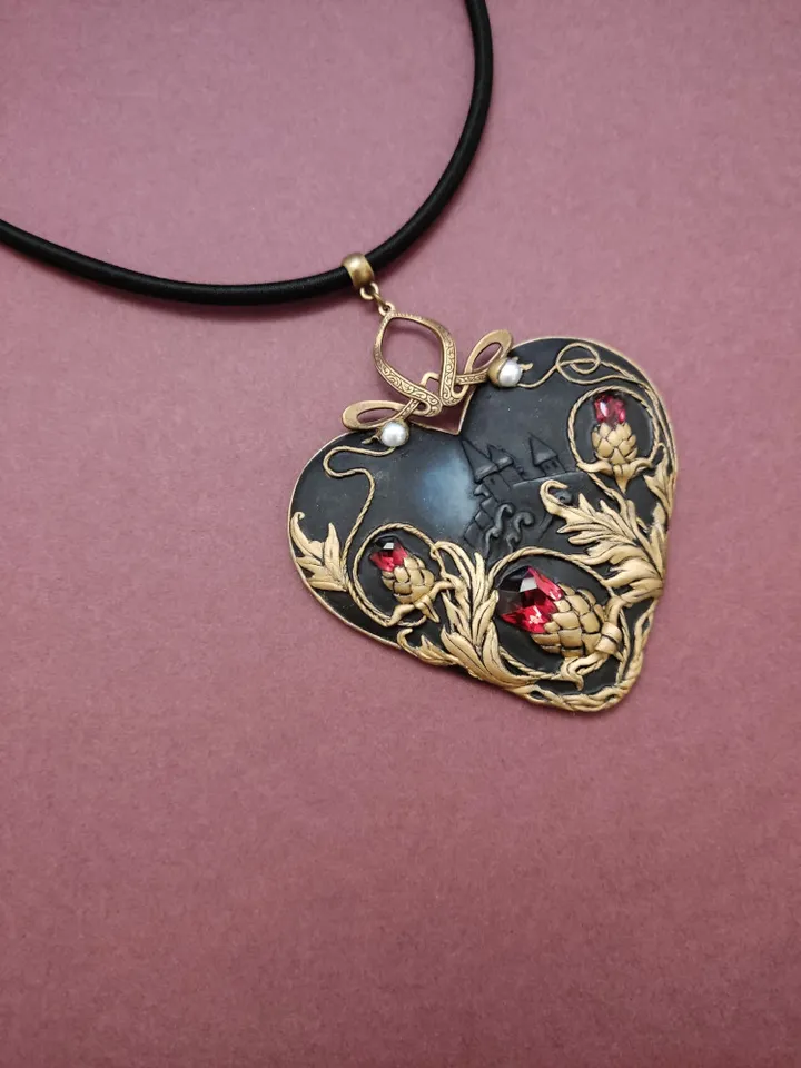 Necklace with Thistle, Rococo necklace, renaissance jewejry, Thistle Scotland