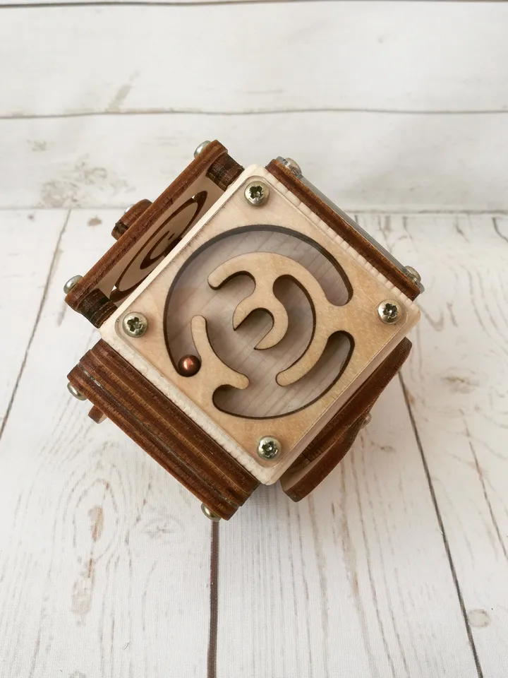 Busy cube - wooden baby fidget toy, montessori travel activity