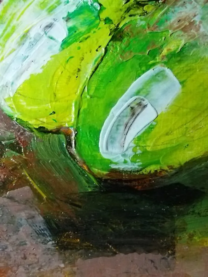 Green ripe grapes fruit berry small oil painting