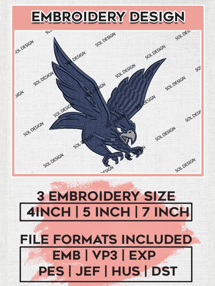 NCAA Monmouth Hawks Team Mascot Logo Machine Embroidery Design, NCAA Monmouth Hawks Team Design Design files, NCAA Team Embroidery Designs, NCAA Machine Embroidery Designs, Digital Download