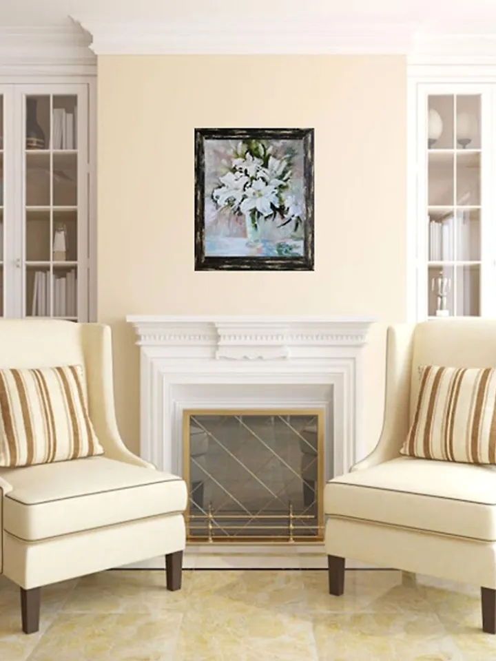 Lily Floral Art White Flower Original Art Lily Oil Painting