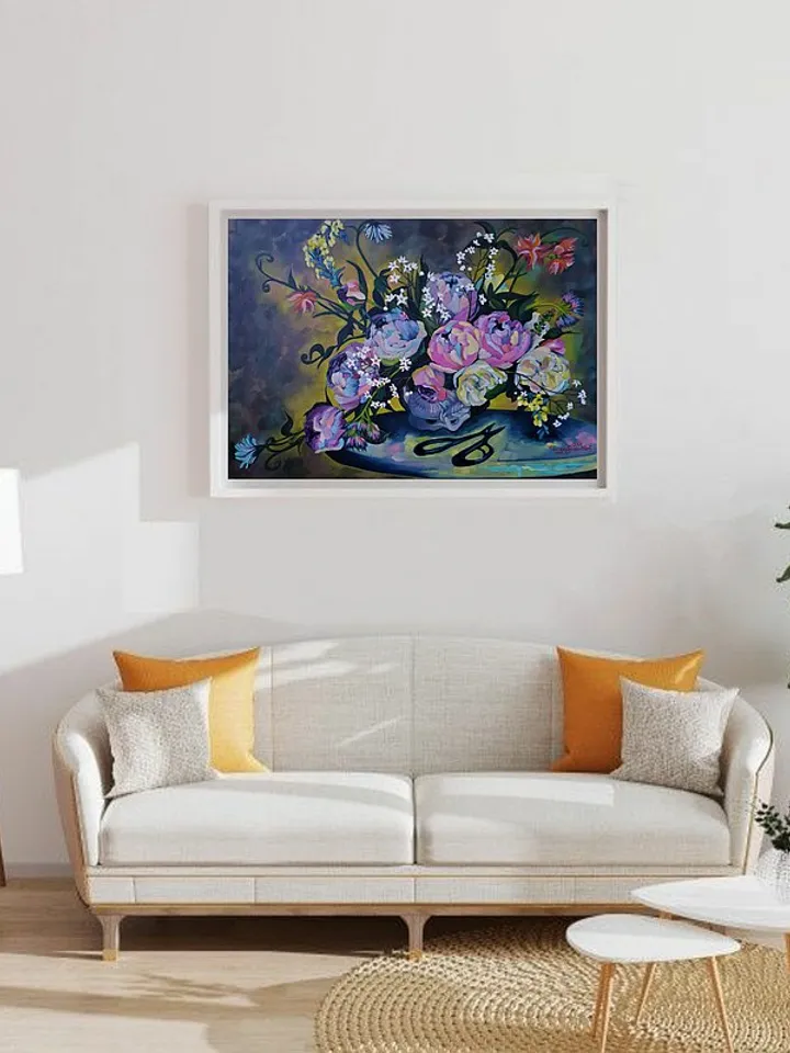 Peony Painting Bouquet Art Still Life Artwork Large Wall Art Canvas Oil Painting