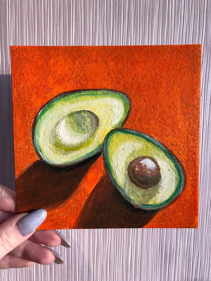 Original Acrylic Painting Avocado Still Life Mini Wall