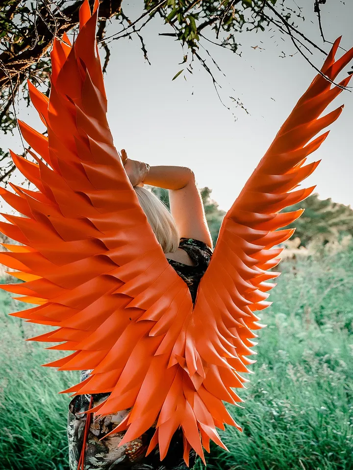 Bronze Wings Costume, Angel wings, phoenix wings, wings of fire, Sexy cosplay, fire bird, Gold Adult wings