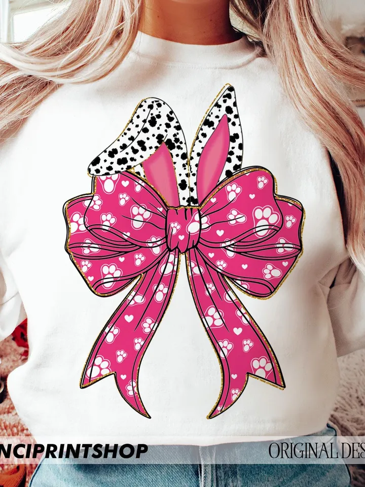 Glitter Easter Bunny Coquette PNG, Happy Easter png, Girls Easter png, Bunny Ears png, Jesus Easter, Easter Day png, Sublimation Design