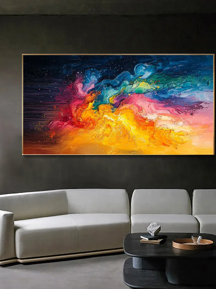 Original Colorful Universe Oil Painting On Canvas, Large Wall Art, Abstract Colorfully Painting, Custom Painting, Living room Wall Decor