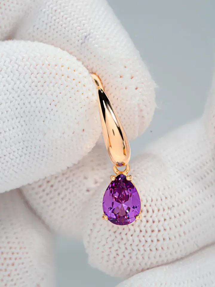 Earrings silver 925, gold 585 coating with alexandrite