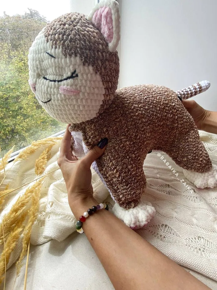 PDF Crochet Pillow Toy Pattern Marshmallow Kitty Amigurumi Plush Kitty Cute cat Amigurumi animal Crochet animal plush pattern Pillow pattern