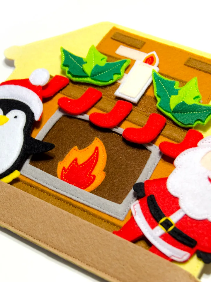 Christmas house with finger puppets. Quiet book