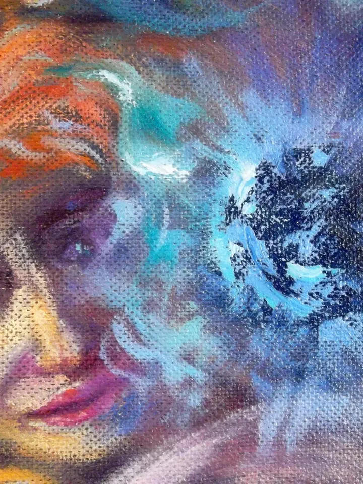 Abstract Girl Art Original Oil Painting Space Cosmos Woman Artist Svinar Oksana