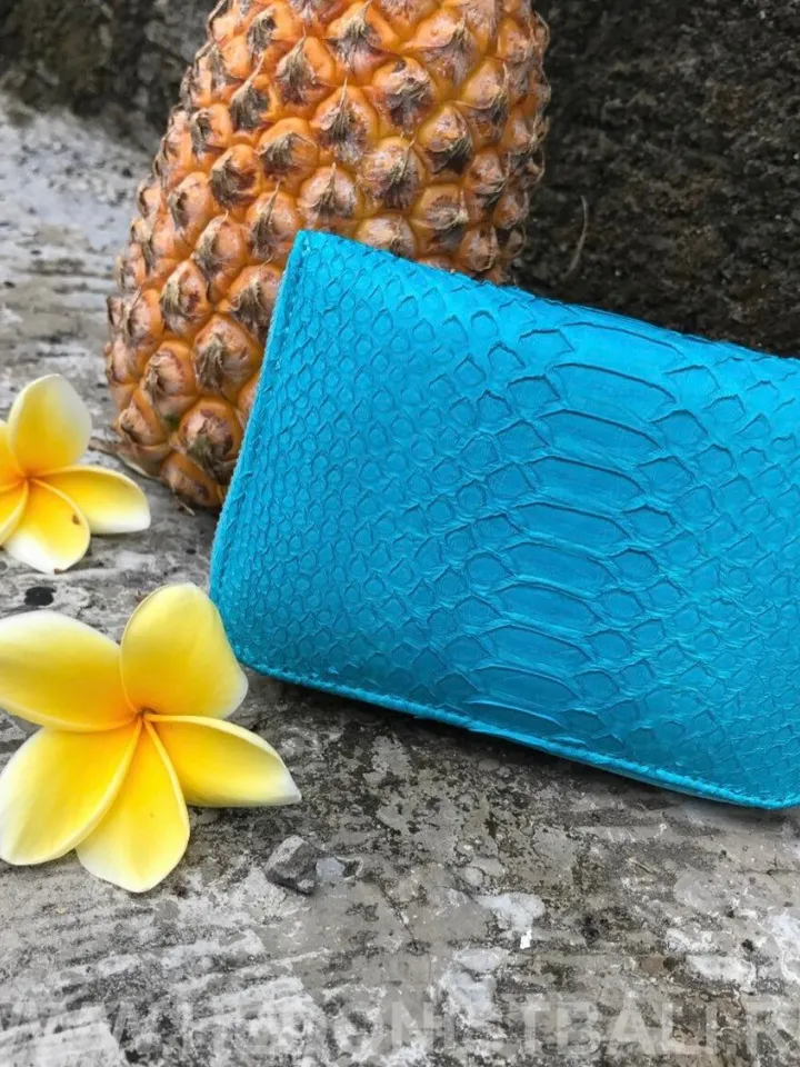 Genuine python skin turquise wallet | Small wallet | Exotic leather wallet | Women wallet | Snake trendy Wallet | Snakeskin designer wallet