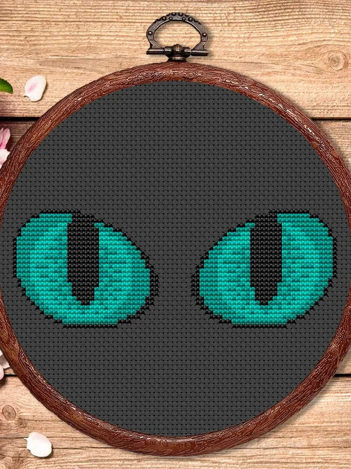 Cat's Eyes Cross Stitch Pattern, Cat Cross Stitch Pattern, Embroidery Cat, Animal Cross Stitch Pattern, Modern Cross Stitch Pattern #cat004