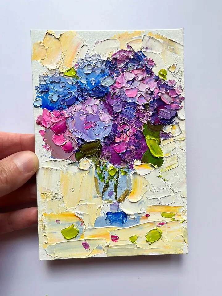Hydrangea painting Small Original Painting Flower Art