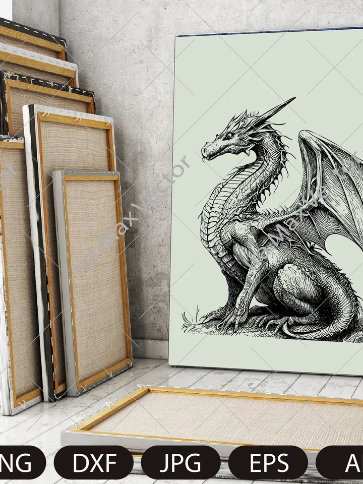Dragon svg, Dragon detailed, Dragon Clipart, Dragon Vector, Chinese Dragon SVG, Fantasy Dragon SVG, Asian dragon Svg, Dragon Silhouette