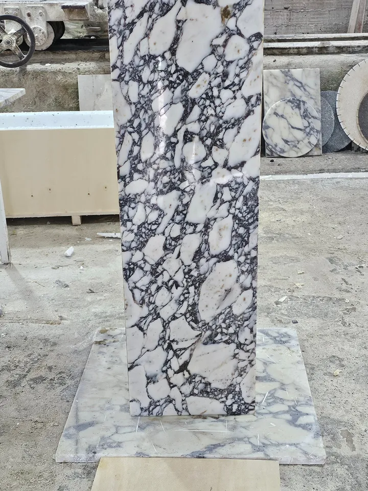 40'' Calacatta Viola Marble Plinth real marble, handmade, freeshipping, fast shipping, end table, cube table, side table, big pedestal