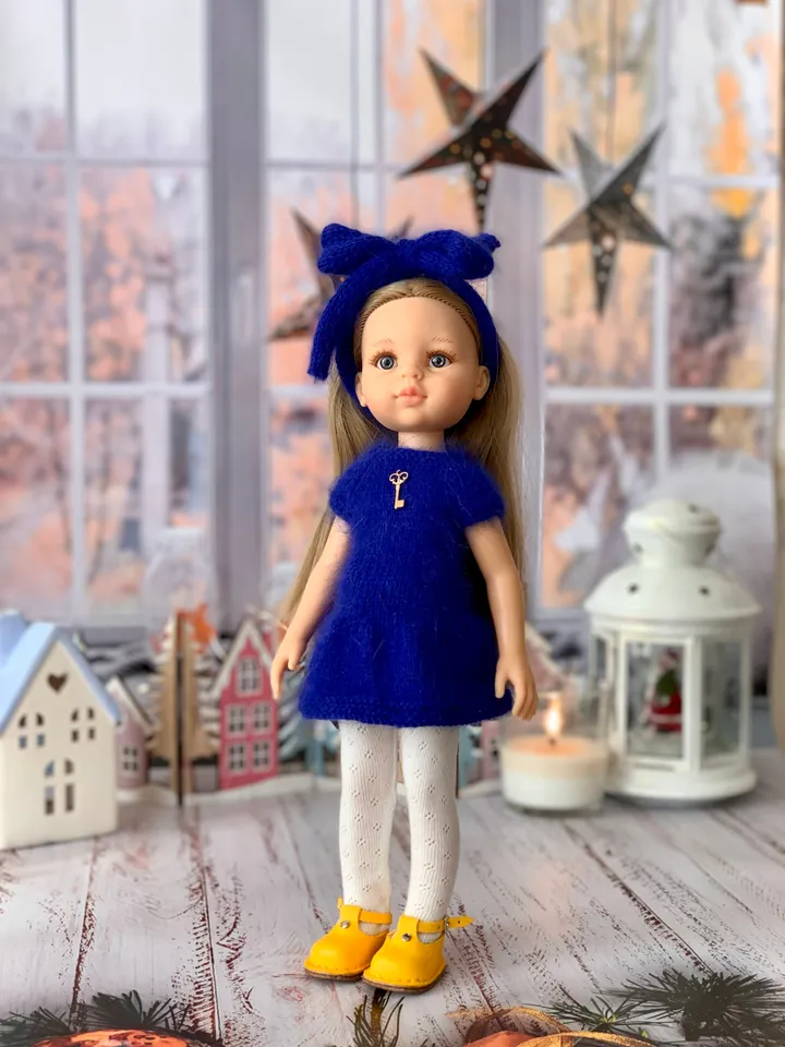 Ukrainian Dress and Cardigan PDF knitting pattern & tutorial for 13'' doll, Paola Reina Ruby Red Les Cheries, Boneka, english tutorial