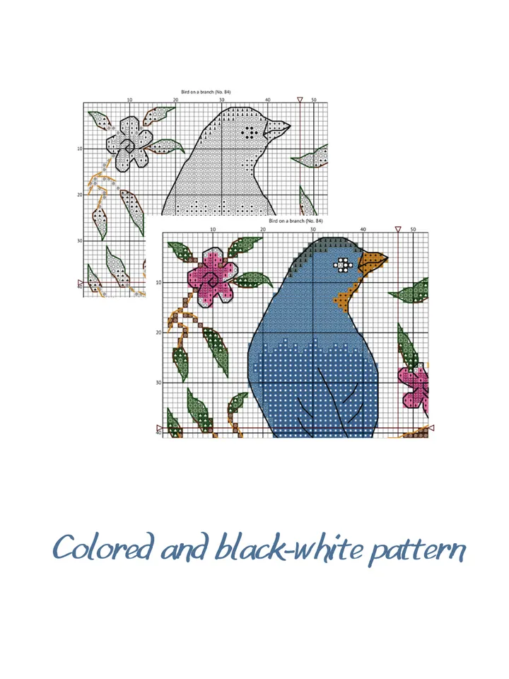 Cross stitch pattern Bird on a branch, cross stitch pattern PDF