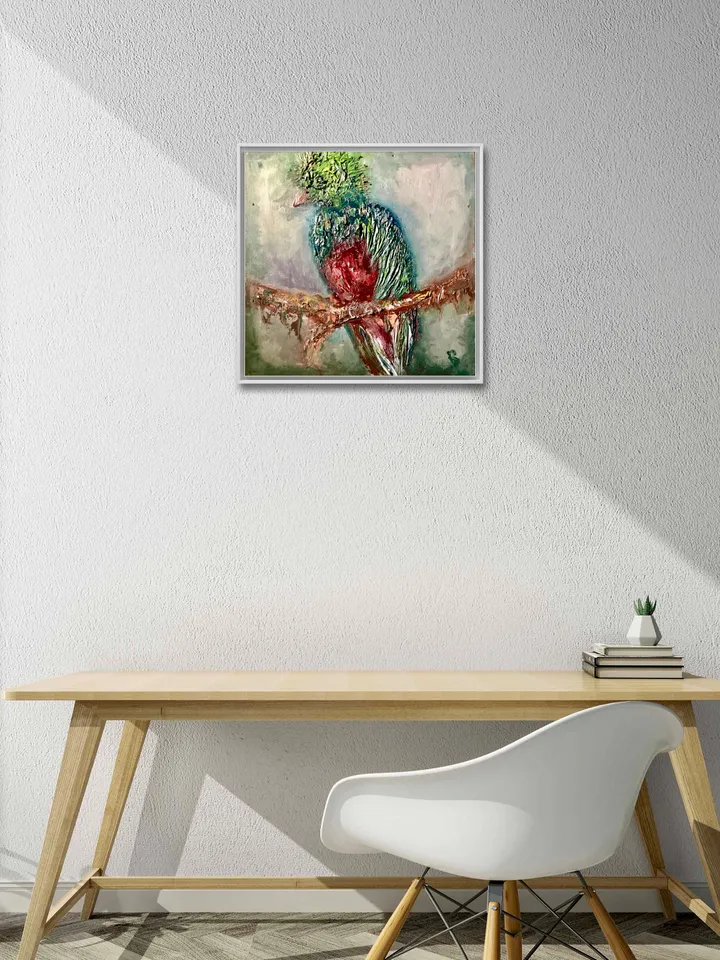 Quetzal bird,original oil impasto style painting on wooden box ,birds painting,exotic birds painting,wall decoration,unique gifts.