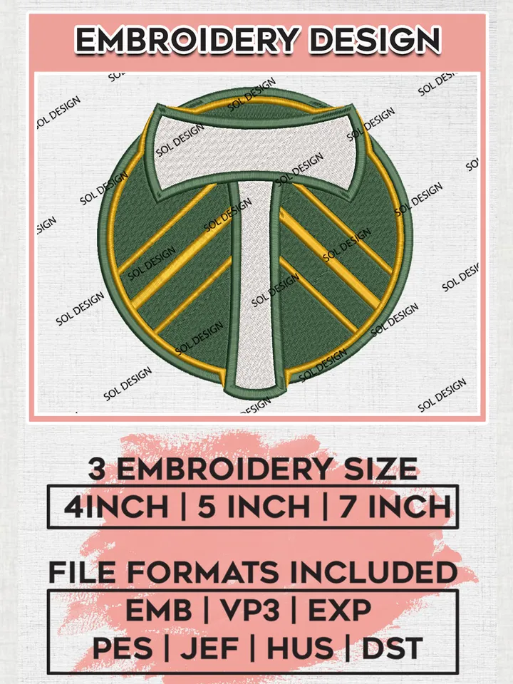 Portland Timbers Logo Embroidery Designs, MLS Embroidery files, Portland Timbers MLS Teams, Football, Digital Download