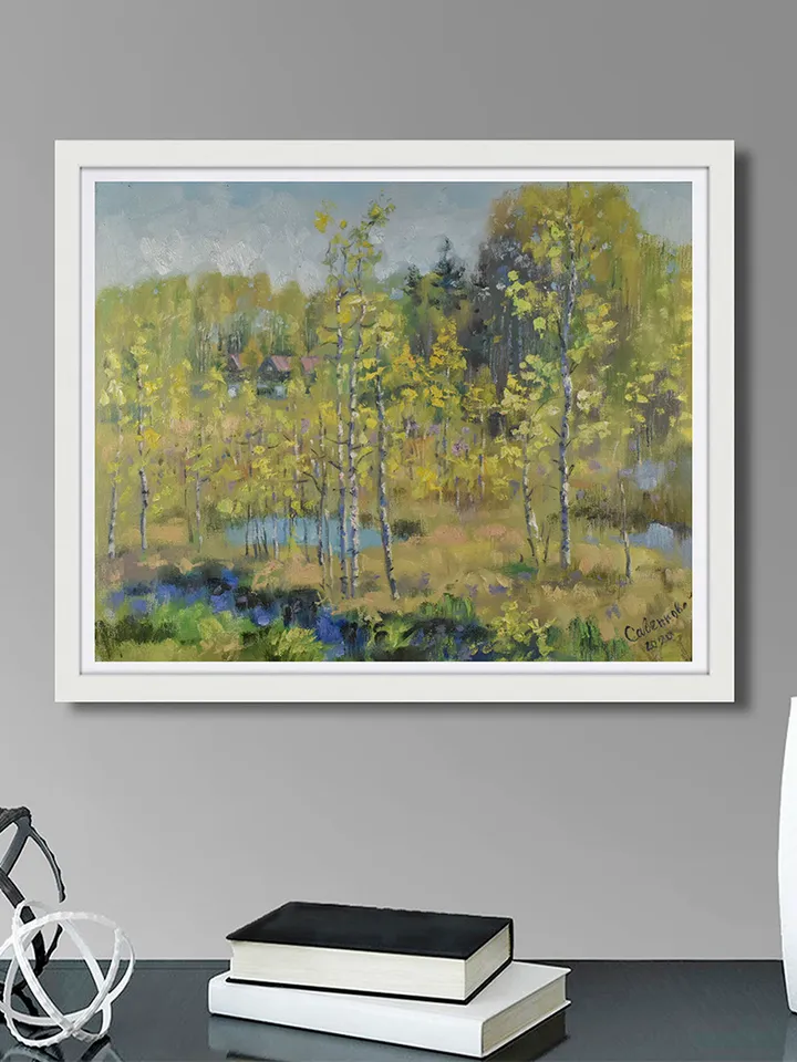 Spring Painting Nature Landscape Birch Trees Artwork Impressionism