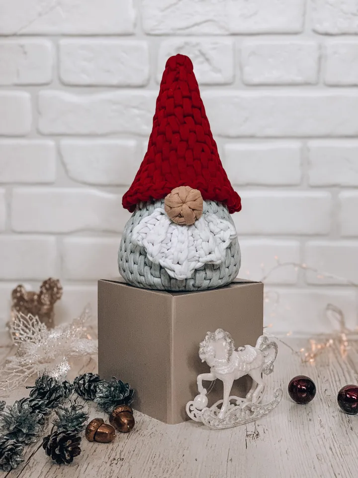 Scandinavian gnome, Nordic gnome, interior gift crochet basket, bathroom storage, wall hanging, eco friendly hugge